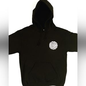 Custom hand screen printed Good Vibes mens sweater hoodie